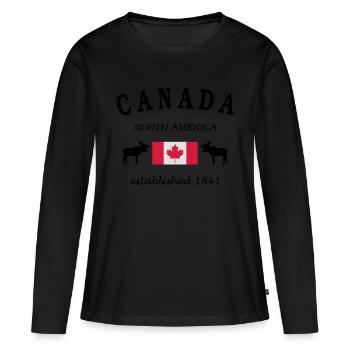 Canada Design - Women's Premium Organic Long Sleeve Shirt - black - Front - Julia (174cm)