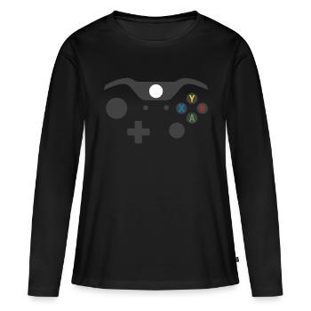 Manette de jeux vidéo 2 - T-shirt manches longues Premium bio Femme - noir - Devant - Julia (174cm)