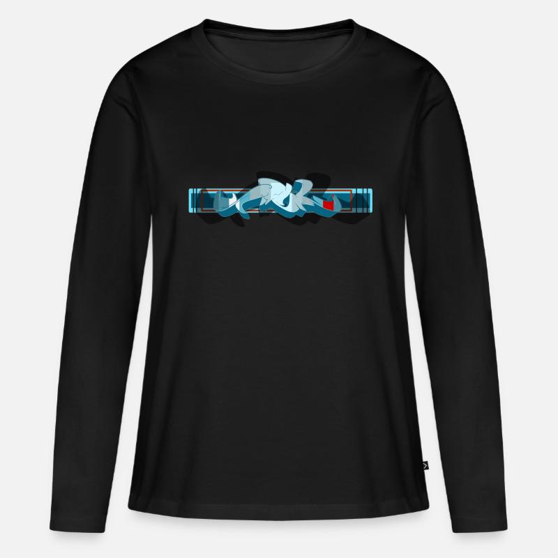 Graffiti - Frauen Premium Bio Langarmshirt - Schwarz