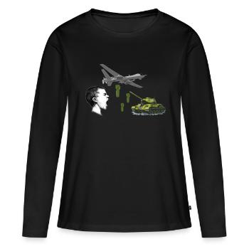 Anti war statement - Women's Premium Organic Long Sleeve Shirt - black - Front - Julia (174cm)