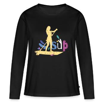 SUP Rétro Stand Up Paddle Boarding - T-shirt manches longues Premium bio Femme - noir - Devant - Julia (174cm)