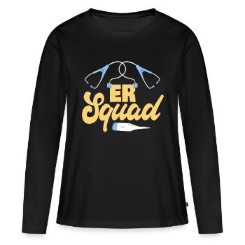 Escouade des urgences Drôle d’infirmière de salle d’urgence Infirmière d’urgence - T-shirt manches longues Premium bio Femme - noir - Devant - Julia (174cm)