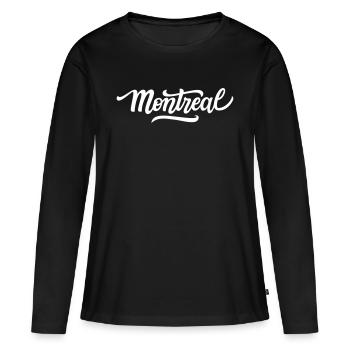 Montréal typographie - Ville au Québec et Canada - T-shirt manches longues Premium bio Femme - noir - Devant - Julia (174cm)