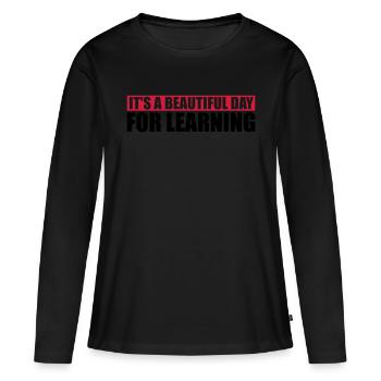 belle journée pour apprendre - T-shirt manches longues Premium bio Femme - noir - Devant - Julia (174cm)