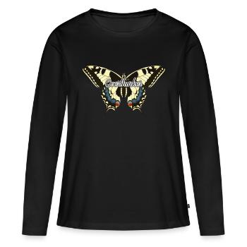 Overthinker Schmetterling - Frauen Premium Bio Langarmshirt - Schwarz - Vorne - Julia (174cm)