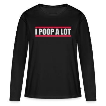 Je fais beaucoup caca - T-shirt manches longues Premium bio Femme - noir - Devant - Julia (174cm)