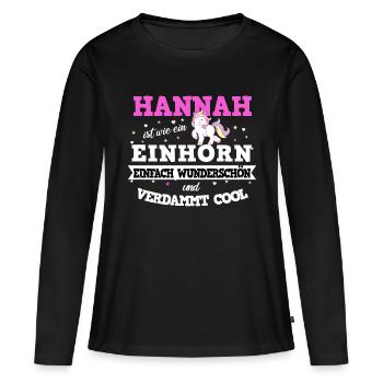 Hannah Mädchen Geschenk - Frauen Premium Bio Langarmshirt - Schwarz - Vorne - Julia (174cm)