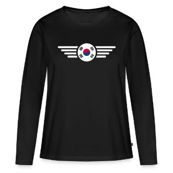 Corée du Sud - T-shirt manches longues Premium bio Femme - noir - Devant - Julia (174cm)