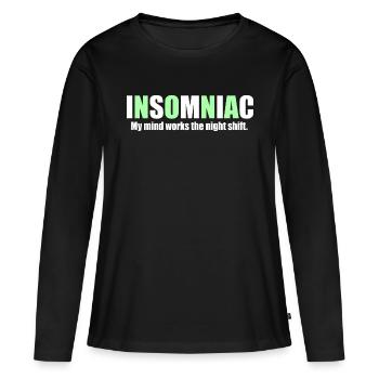 Mon travaille la nuit - T-shirt manches longues Premium bio Femme - noir - Devant - Julia (174cm)