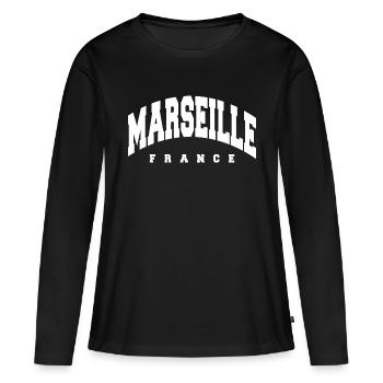 Marseille - Frauen Premium Bio Langarmshirt - Schwarz - Vorne - Julia (174cm)
