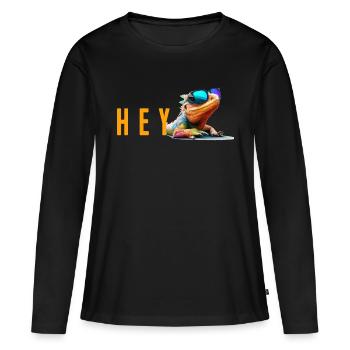 Lézard Hé - T-shirt manches longues Premium bio Femme - noir - Devant - Julia (174cm)
