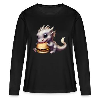 Cheeseburger Dragon - T-shirt manches longues Premium bio Femme - noir - Devant - Julia (174cm)