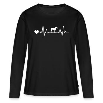 Cavalier équestre Rythme cardiaque équestre - T-shirt manches longues Premium bio Femme - noir - Devant - Julia (174cm)