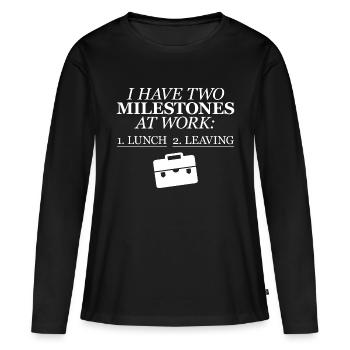 J’ai deux jalons au travail, le déjeuner, le départ 4 - T-shirt manches longues Premium bio Femme - noir - Devant - Julia (174cm)