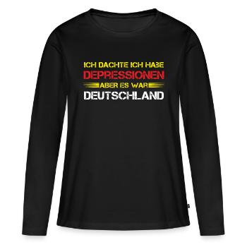 Ich dachte ich habe Depressionen es war Deutschtla - Frauen Premium Bio Langarmshirt - Schwarz - Vorne - Julia (174cm)
