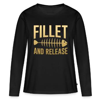Filet et relâche 4 - T-shirt manches longues Premium bio Femme - noir - Devant - Julia (174cm)