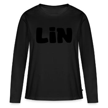 Nom - Lin - T-shirt manches longues Premium bio Femme - noir - Devant - Julia (174cm)