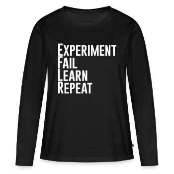 Experiment Fail Learn Repeat - Frauen Premium Bio Langarmshirt - Schwarz - Vorne - Julia (174cm)