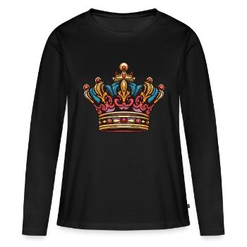 Majesté Couronne Couronne - T-shirt manches longues Premium bio Femme - noir - Devant - Julia (174cm)