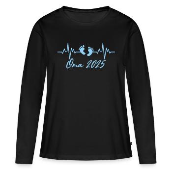 Werdende Oma 2025 Schwangerschaftsverkündung - Frauen Premium Bio Langarmshirt - Schwarz - Vorne - Julia (174cm)