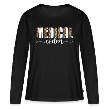 codeur médical Conception pour un codeur médical - T-shirt manches longues Premium bio Femme - noir - Devant - Julia (174cm)
