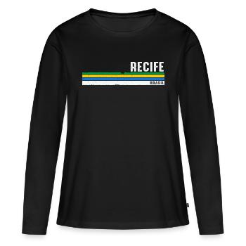 Recife Brésil Héritage - Vintage Recife Brasil - T-shirt manches longues Premium bio Femme - noir - Devant - Julia (174cm)