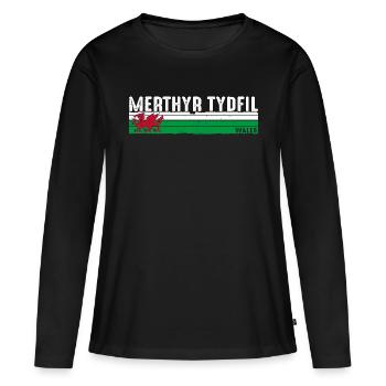 Merthyr Tydfil: Walisisches Erbe und landschaftliche Schönheit - Frauen Premium Bio Langarmshirt - Schwarz - Vorne - Julia (174cm)