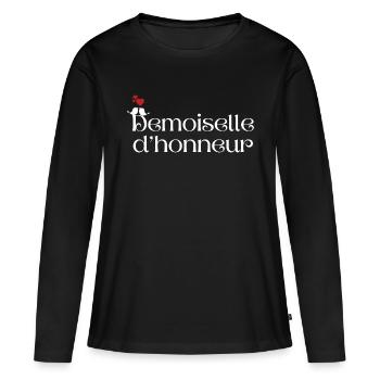 Demoiselle d’honneur - T-shirt manches longues Premium bio Femme - noir - Devant - Julia (174cm)