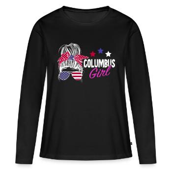 Columbus Ohio - T-shirt manches longues Premium bio Femme - noir - Devant - Julia (174cm)