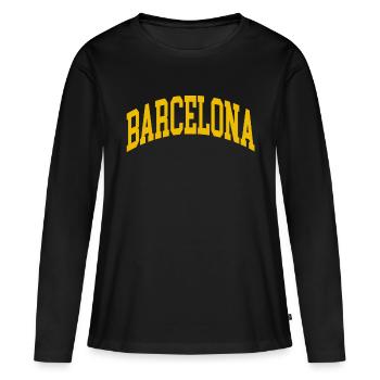 Barcelone - T-shirt manches longues Premium bio Femme - noir - Devant - Julia (174cm)