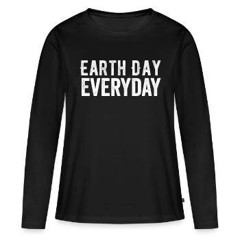 Jour de la Terre Tous les jours - T-shirt manches longues Premium bio Femme - noir - Devant - Julia (174cm)