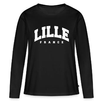 Lille - T-shirt manches longues Premium bio Femme - noir - Devant - Julia (174cm)