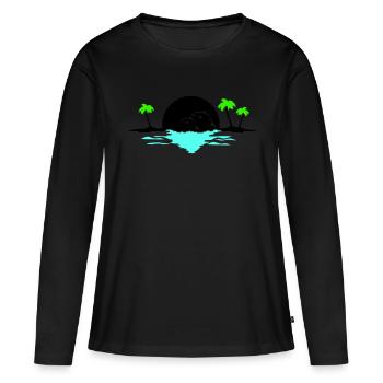 sunset delfine - Frauen Premium Bio Langarmshirt - Schwarz - Vorne - Julia (174cm)