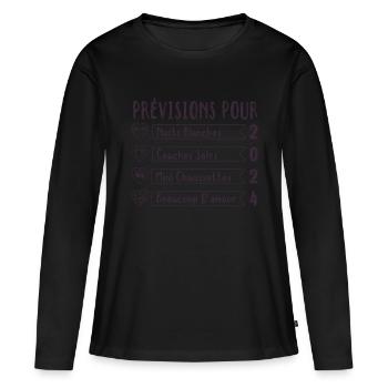 Grossesse Prévisions Pour 2025 Future Maman cadeau - T-shirt manches longues Premium bio Femme - noir - Devant - Julia (174cm)