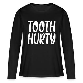 Dent blessée - T-shirt manches longues Premium bio Femme - noir - Devant - Julia (174cm)