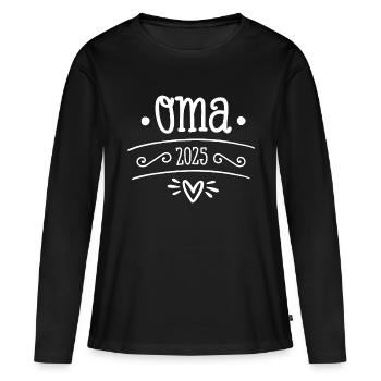 Oma 2025 - Frauen Premium Bio Langarmshirt - Schwarz - Vorne - Julia (174cm)