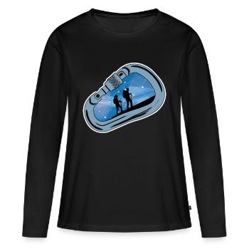 Karabiner Wandern - Frauen Premium Bio Langarmshirt - Schwarz - Vorne - Julia (174cm)