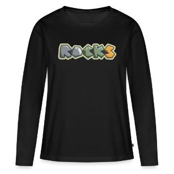 ROCHES - T-shirt manches longues Premium bio Femme - noir - Devant - Julia (174cm)