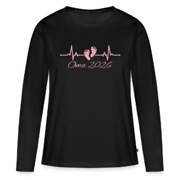 Oma 2026 Schwangerschaftsankündigung - Frauen Premium Bio Langarmshirt - Schwarz - Vorne - Julia (174cm)