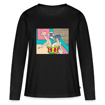 ART POP-ART ÉROTIQUE SEXY COMIC GIRL BATH - T-shirt manches longues Premium bio Femme - noir - Devant - Julia (174cm)