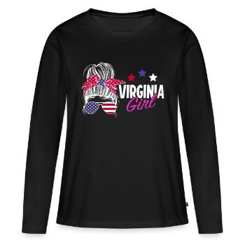 Virginie - T-shirt manches longues Premium bio Femme - noir - Devant - Julia (174cm)