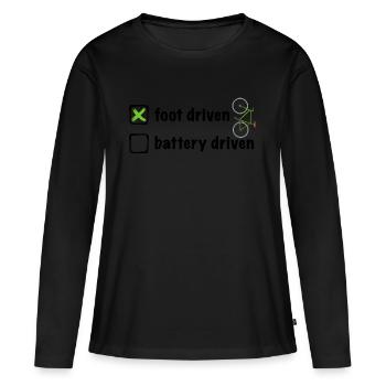 Cyclisme, mais sans batterie - un vrai jeu de jambes - T-shirt manches longues Premium bio Femme - noir - Devant - Julia (174cm)
