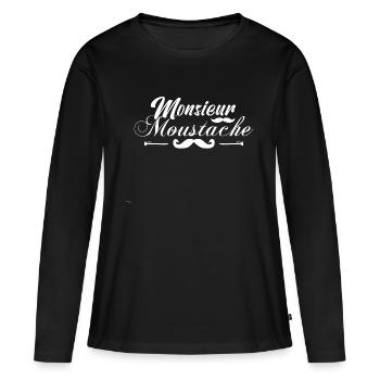 monsieur moustaches, Idée cadeau d'élégance. - T-shirt manches longues Premium bio Femme - noir - Devant - Julia (174cm)