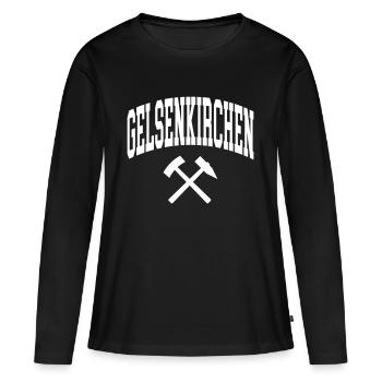 Gelsenkirchen - T-shirt manches longues Premium bio Femme - noir - Devant - Julia (174cm)