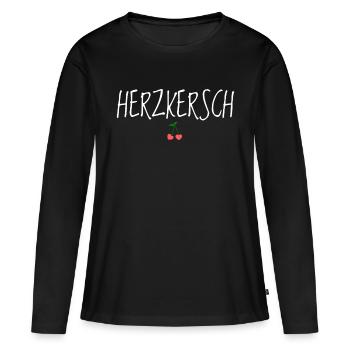 Herzkersch - T-shirt manches longues Premium bio Femme - noir - Devant - Julia (174cm)