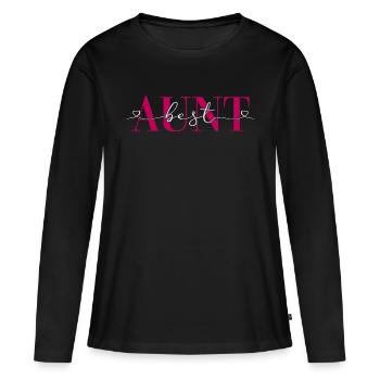 Meilleur cadeau de tante Tantes de cœur de famille - T-shirt manches longues Premium bio Femme - noir - Devant - Julia (174cm)