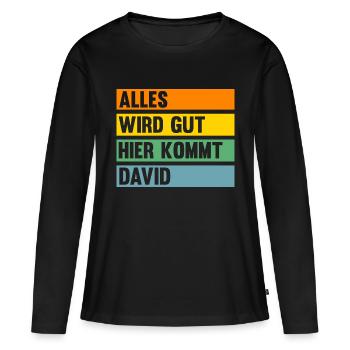 David - Frauen Premium Bio Langarmshirt - Schwarz - Vorne - Julia (174cm)
