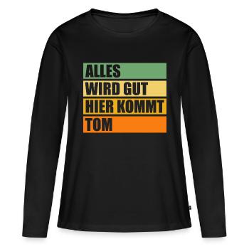 Tom - Frauen Premium Bio Langarmshirt - Schwarz - Vorne - Julia (174cm)