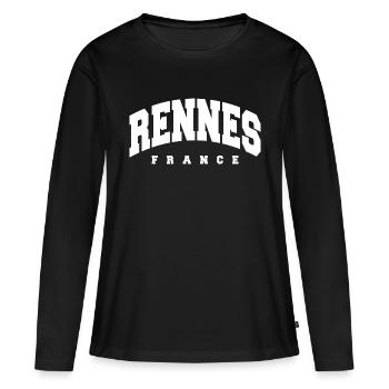 Rennes - Frauen Premium Bio Langarmshirt - Schwarz - Vorne - Julia (174cm)