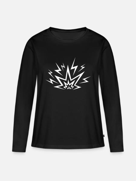 Comic Explosion - Frauen Premium Bio Langarmshirt - Schwarz
